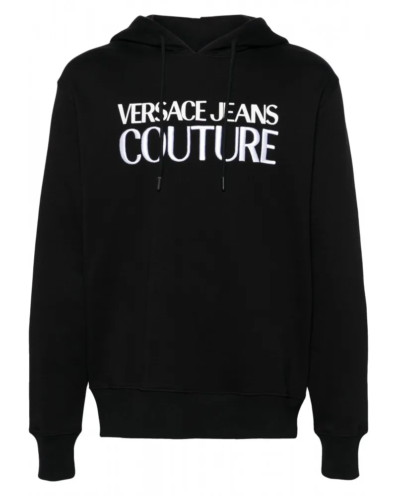 VERSACE JEANS COUTURE   SUDADERA CON CAPUCHA Y LOGO BORDADO COLOR NEGRO