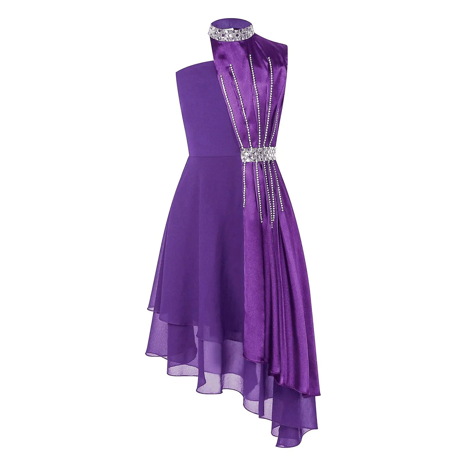 Vestido de ballet de la niña adolescente Vestidos sin mangas de la ropa de baile de la actuación para la comunión Baile lírico V