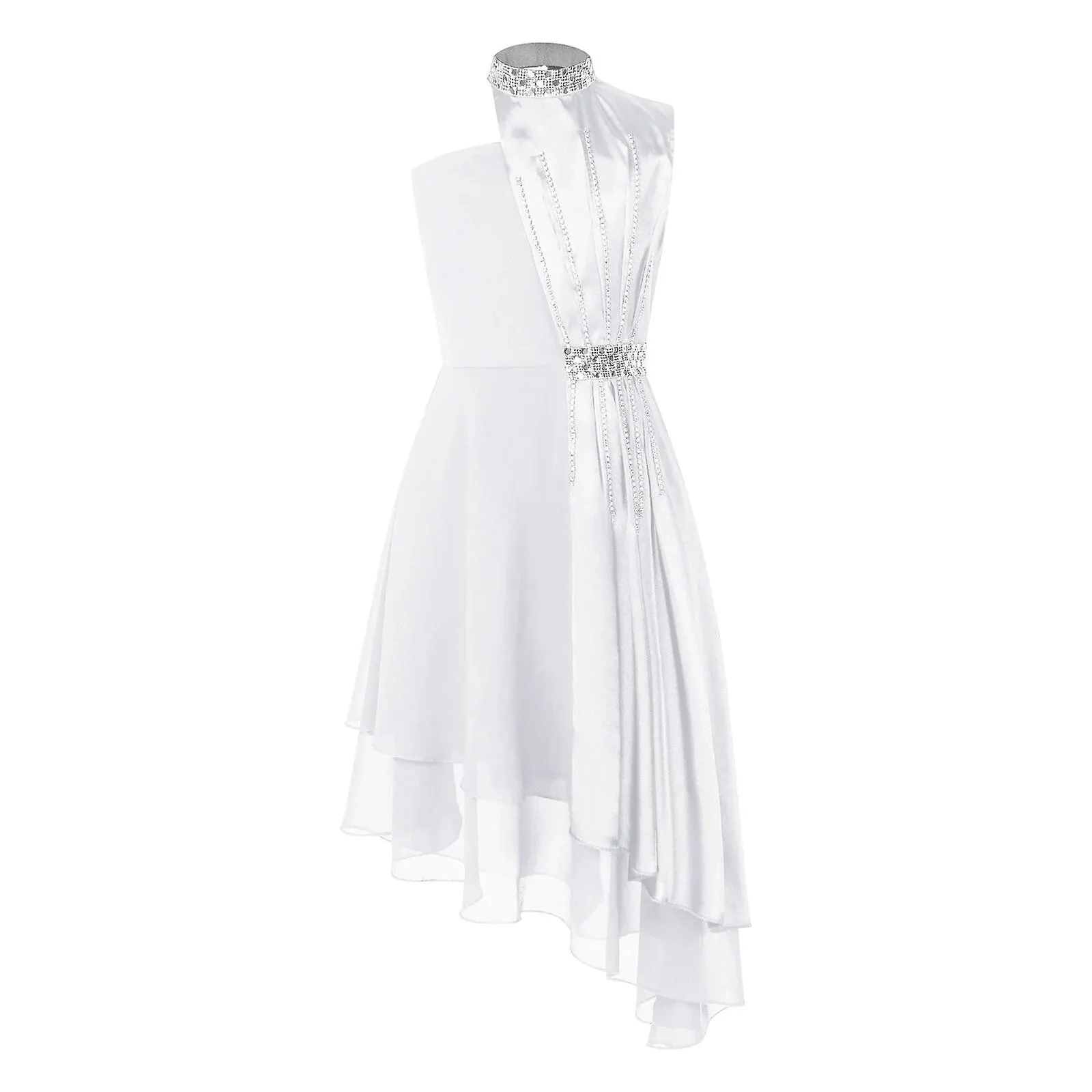 Vestido de ballet de la niña adolescente Vestidos sin mangas de la ropa de baile de la actuación para la comunión Baile lírico V