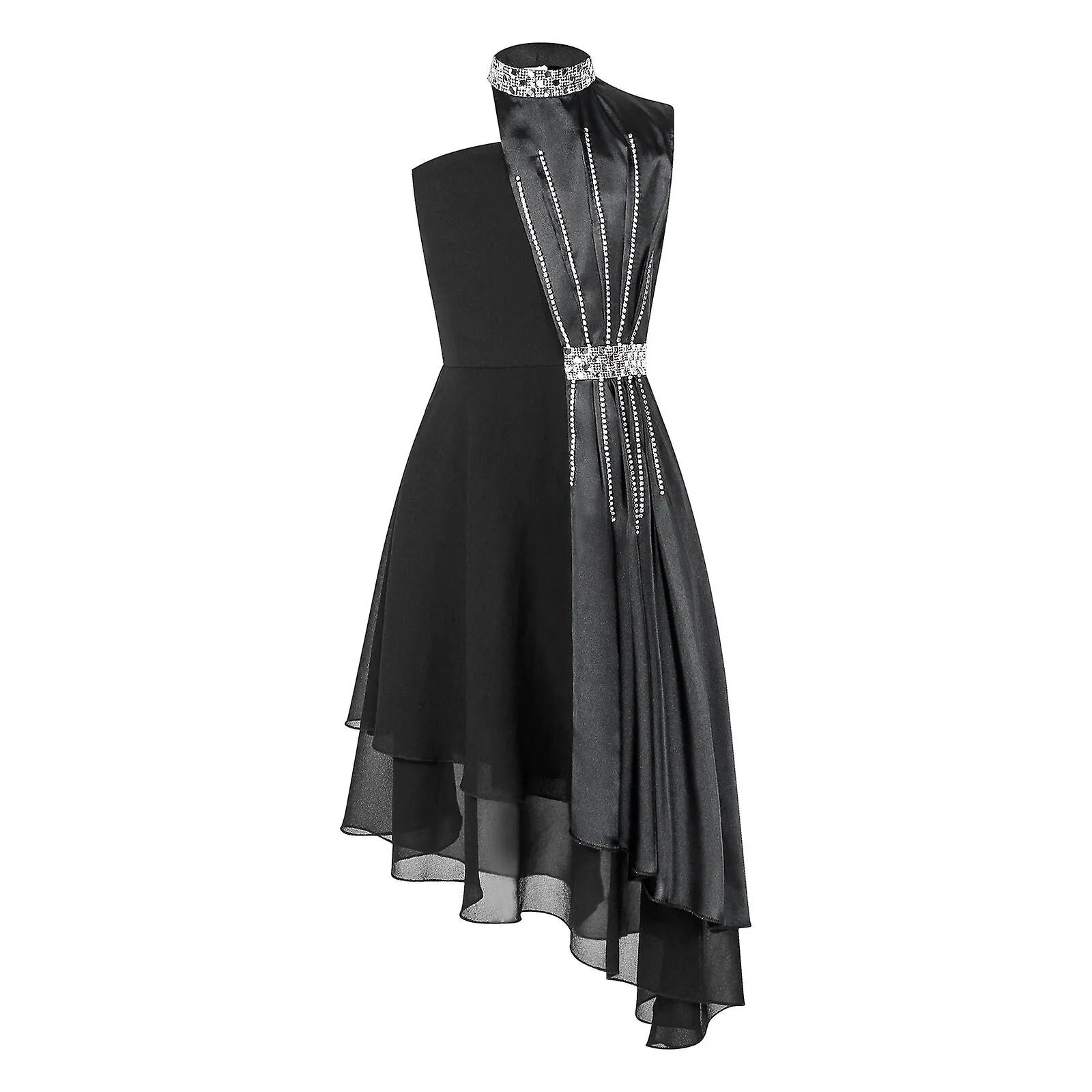 Vestido de ballet de la niña adolescente Vestidos sin mangas de la ropa de baile de la actuación para la comunión Baile lírico V