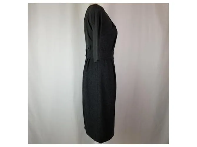 Vestido de seda de lana Vera Wang Gris antracita 