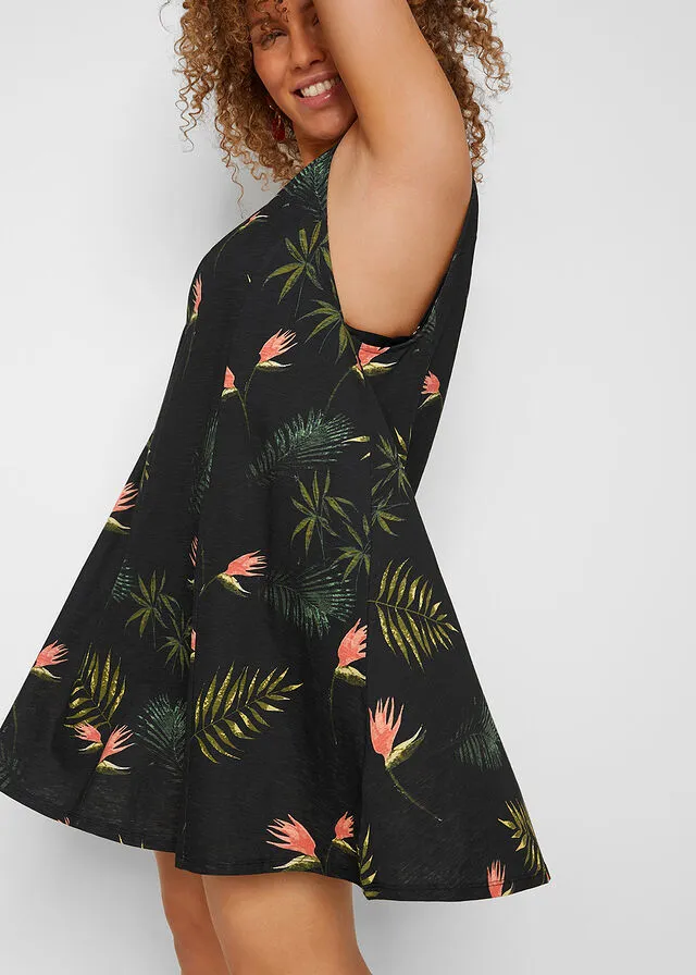VESTIDO DE VERANO SOSTENIBLE NEGROVERDE ESTAMPADO