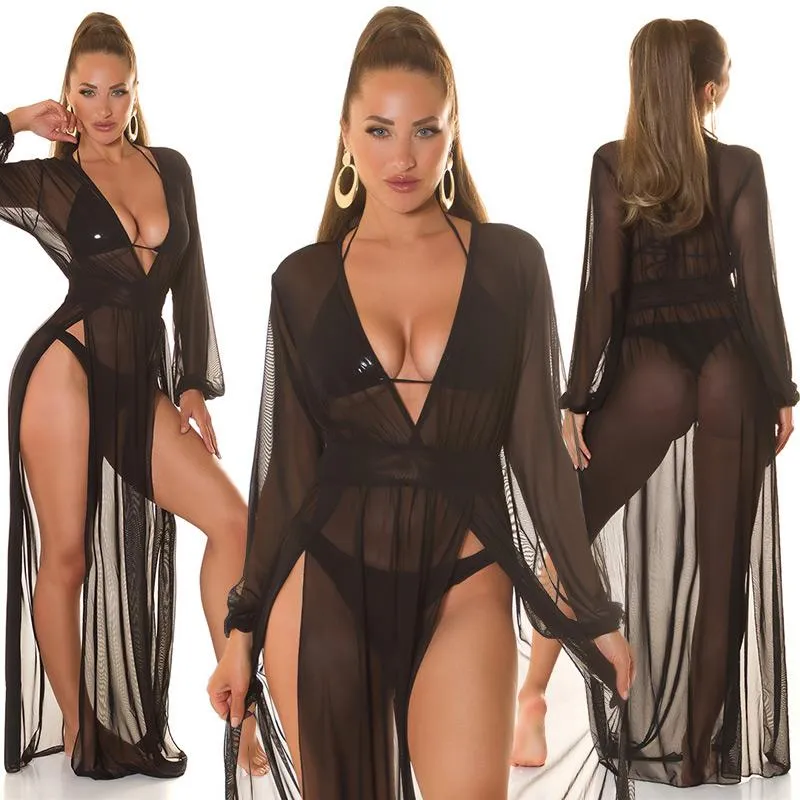 Vestido de verano transparente negro 