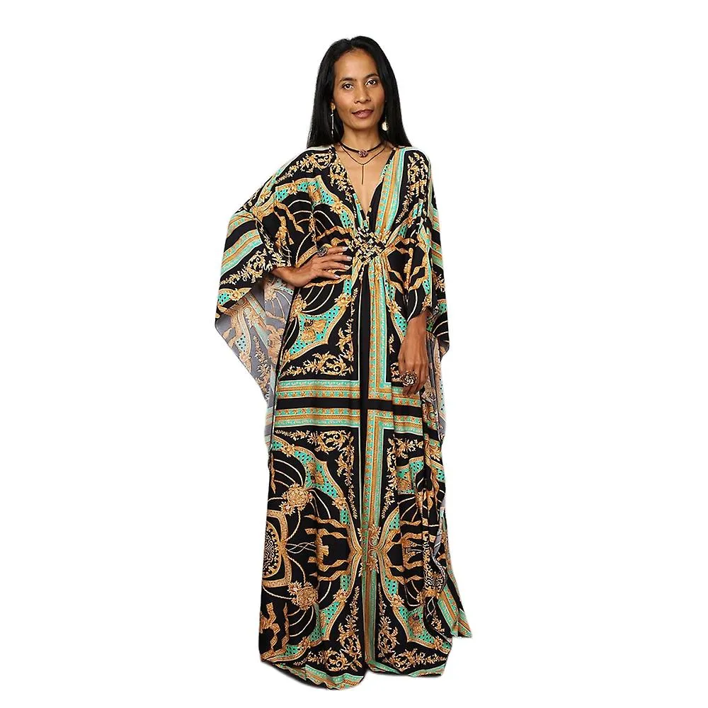 VESTIDO MAXI ESTAMPADO MUJER VESTIDO DE PLAYA CON MANGA MURCIéLAGO VESTIDO DE VERANO DE TALLA GRANDE ROPA DE PLAYA KAFTáN COVER