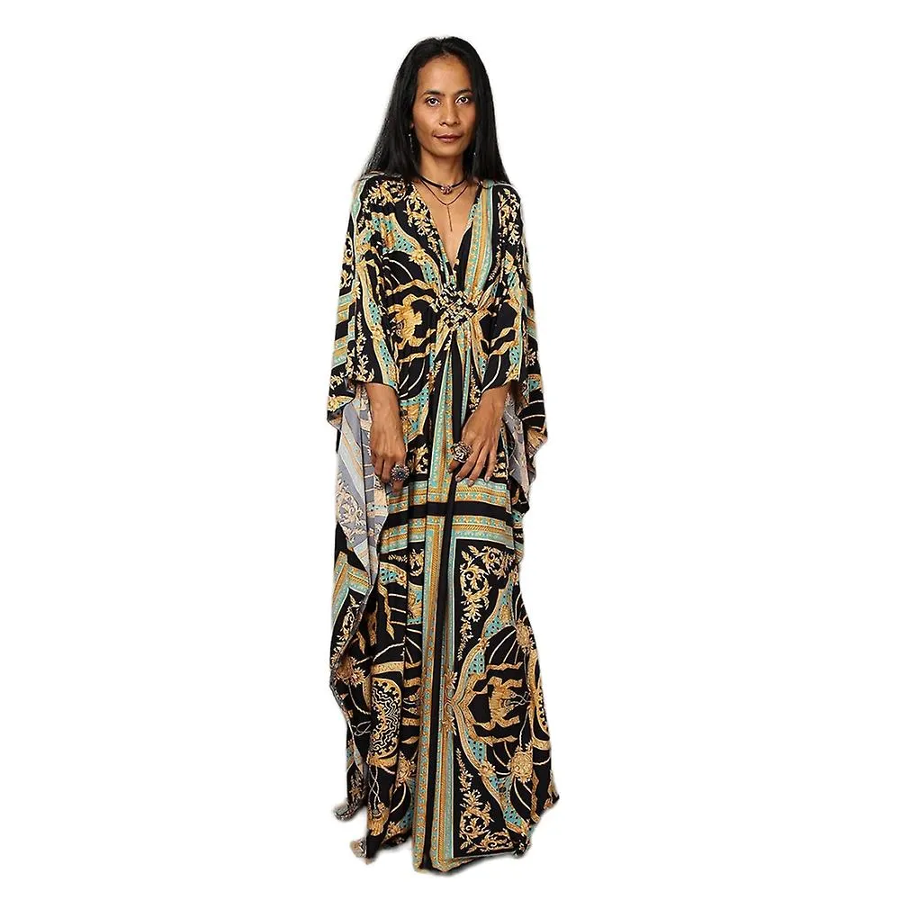 VESTIDO MAXI ESTAMPADO MUJER VESTIDO DE PLAYA CON MANGA MURCIéLAGO VESTIDO DE VERANO DE TALLA GRANDE ROPA DE PLAYA KAFTáN COVER