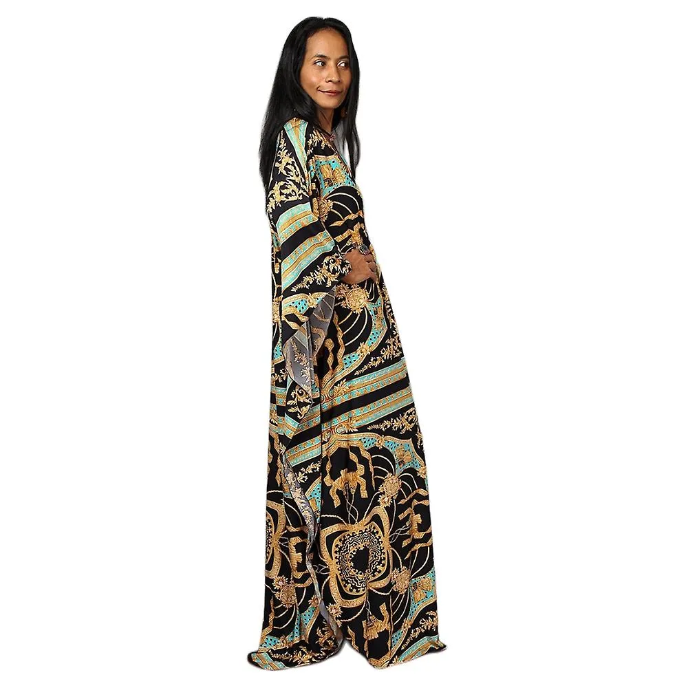 VESTIDO MAXI ESTAMPADO MUJER VESTIDO DE PLAYA CON MANGA MURCIéLAGO VESTIDO DE VERANO DE TALLA GRANDE ROPA DE PLAYA KAFTáN COVER