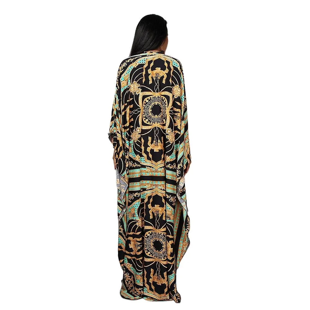 VESTIDO MAXI ESTAMPADO MUJER VESTIDO DE PLAYA CON MANGA MURCIéLAGO VESTIDO DE VERANO DE TALLA GRANDE ROPA DE PLAYA KAFTáN COVER