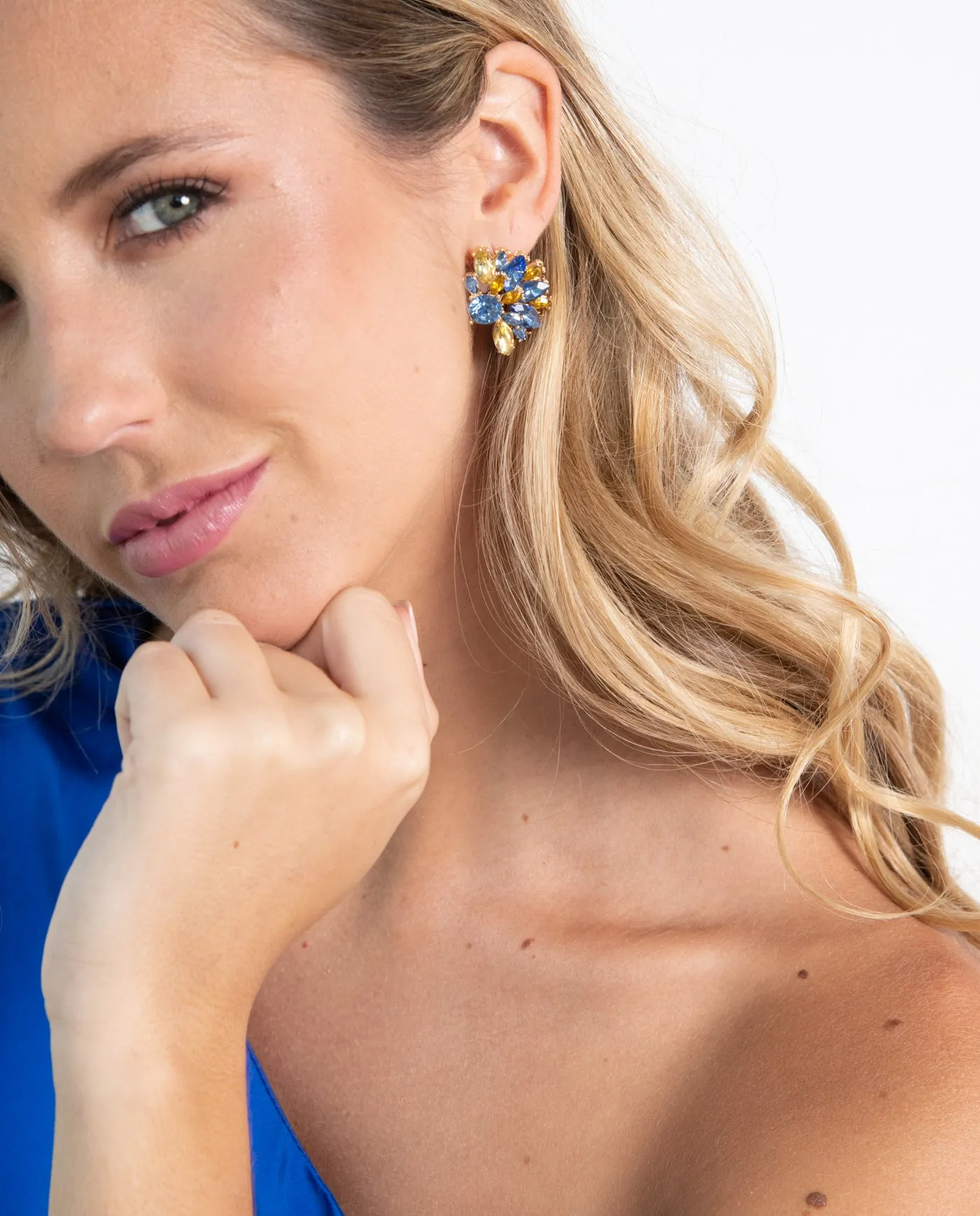 Vestido Midi de Fiesta Adriana Una Manga Azul Royal