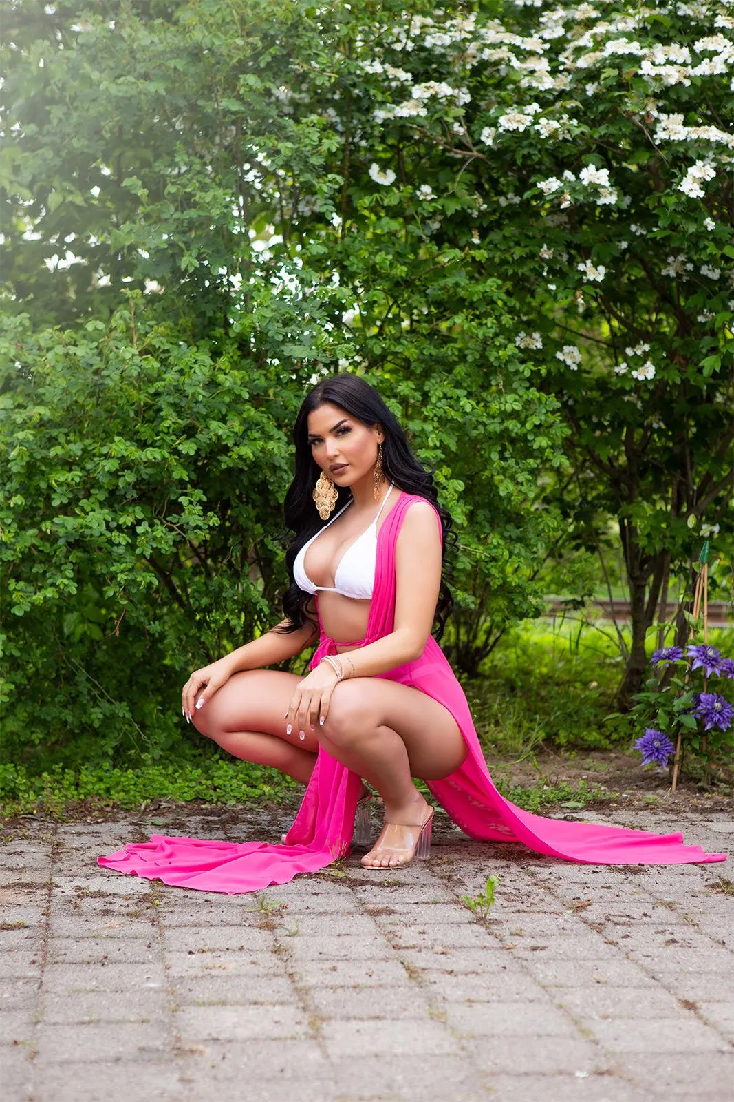 Vestido playero rosa sin mangas