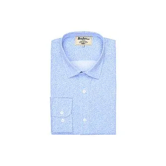 WHITE PRINTED SHIRT  BLUE PATTERNS  STRAIGHT COLLAR  THIBERT