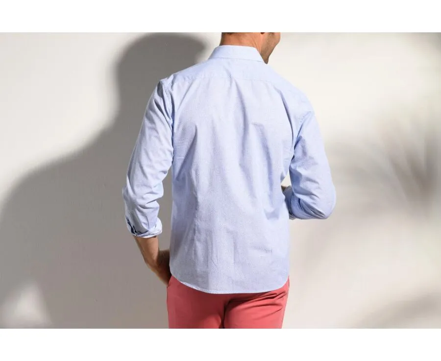 WHITE PRINTED SHIRT  BLUE PATTERNS  STRAIGHT COLLAR  THIBERT