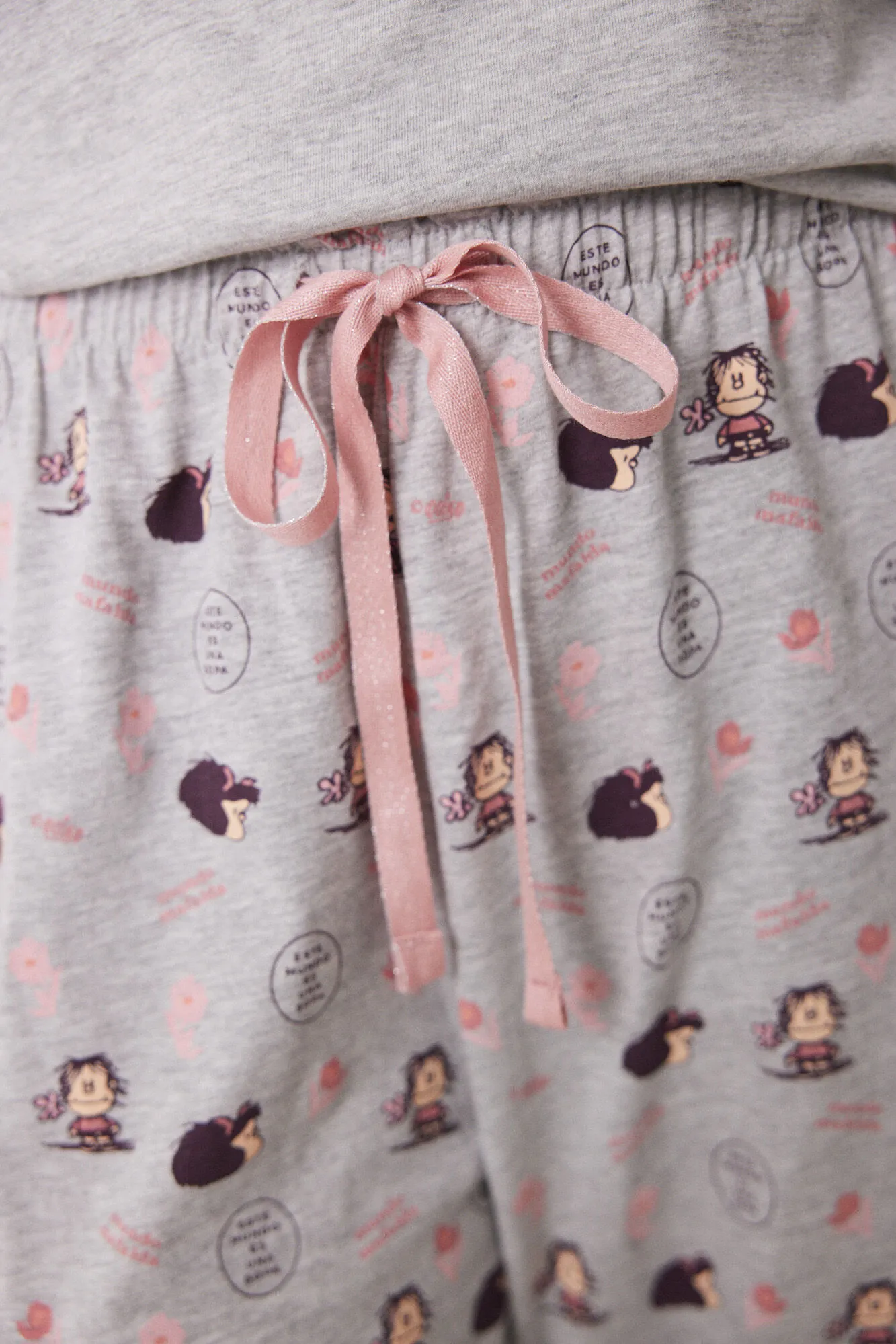 Women'secret Pijama largo 100% algodón Mafalda gris