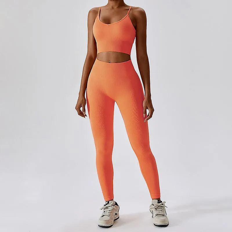 Workout Outfits For Women 2 Piece Ribbed Seamless Crop Tank High Waist Yoga Leggings Sets
