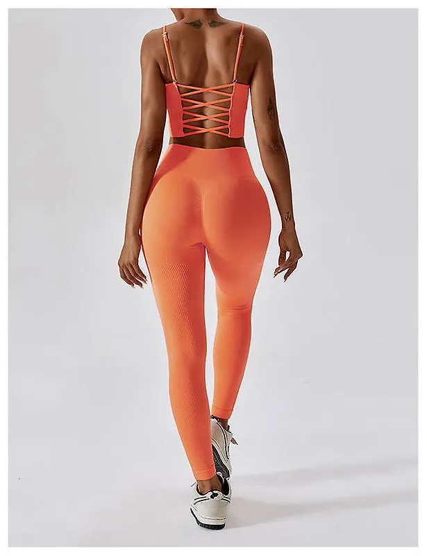 Workout Outfits For Women 2 Piece Ribbed Seamless Crop Tank High Waist Yoga Leggings Sets