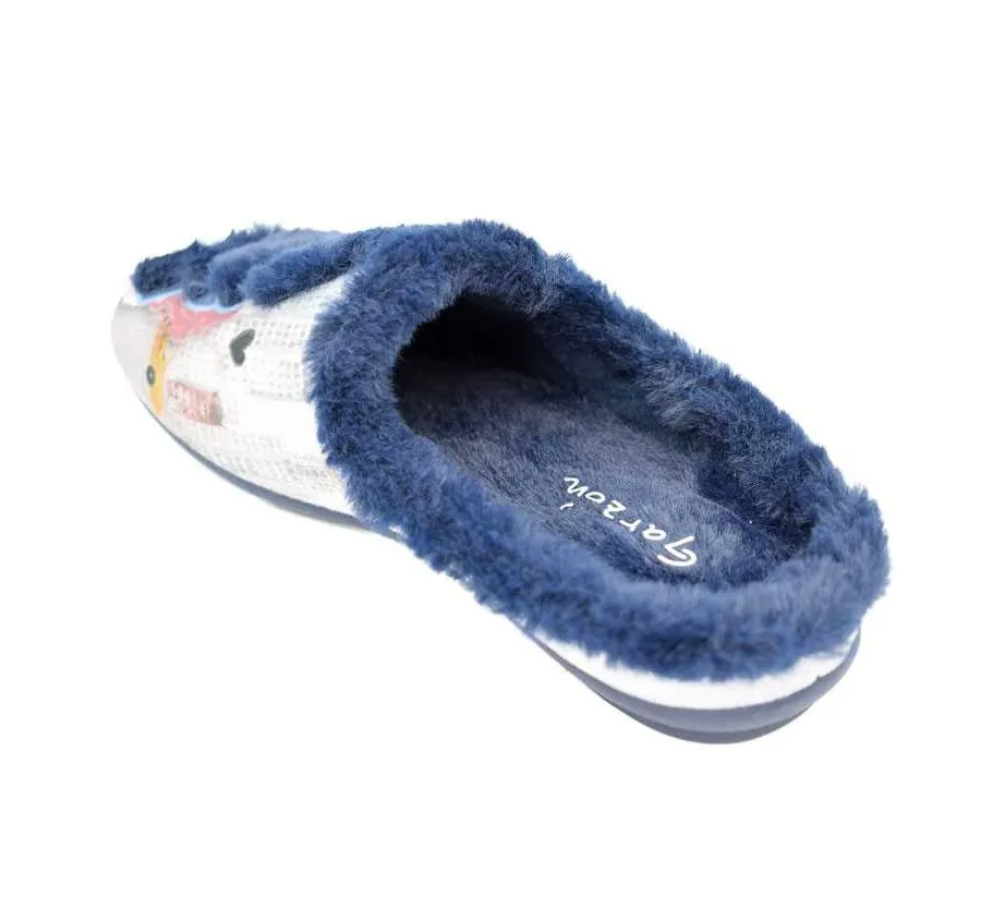 ZAPATILLA DE CASA GARZÓN MUY CÓMODA DESCALZA DE MUJER SUAPRINT MARINO
