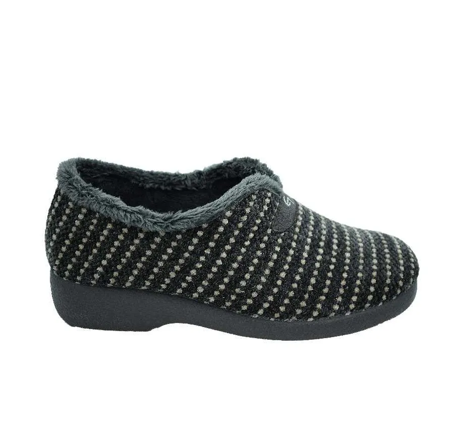 ZAPATILLA GARZON 3922.537 CASA DE MUJER CÓMODA GARZÓN PANTUFLA ABOTINADO TOTEM GRIS OSCURO  27359