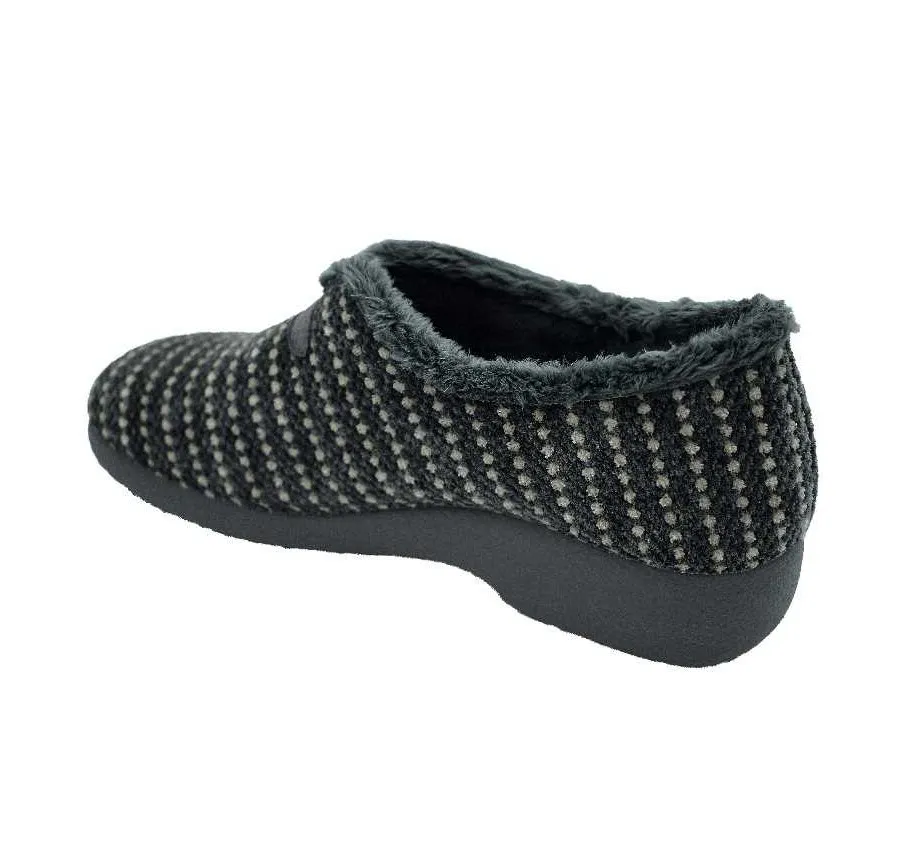 ZAPATILLA GARZON 3922.537 CASA DE MUJER CÓMODA GARZÓN PANTUFLA ABOTINADO TOTEM GRIS OSCURO  27359