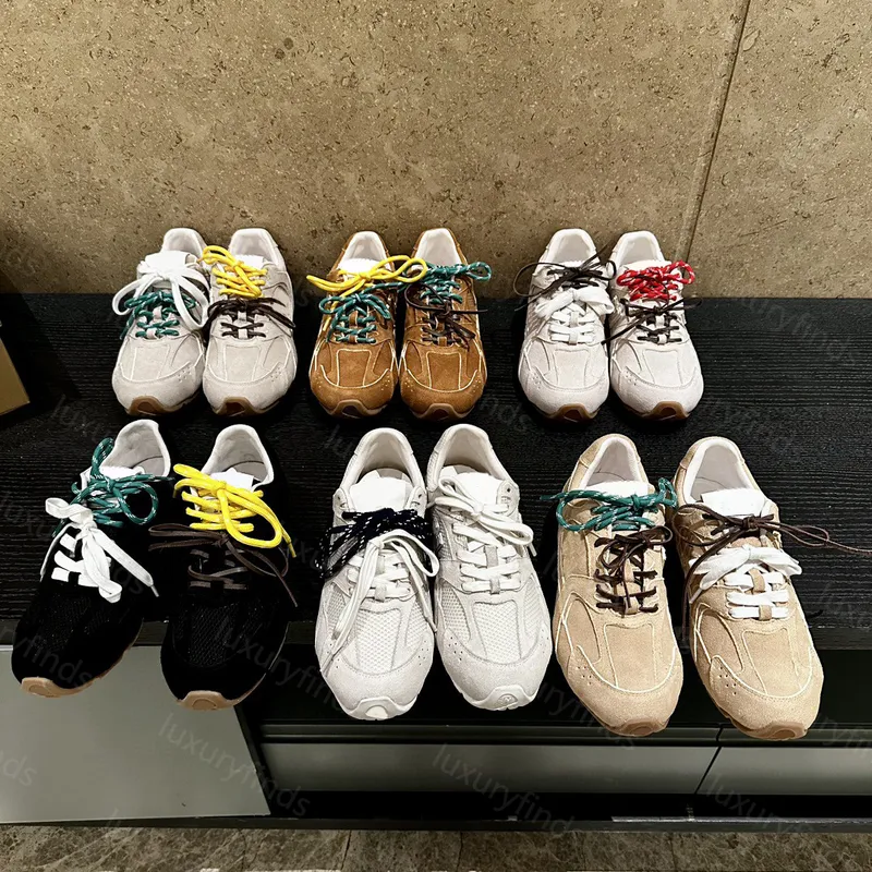 Zapatillas de carreras Diseñador de zapatos para mujeres zapatos de gamuza y zapatillas de malla Mirror de calidad retro