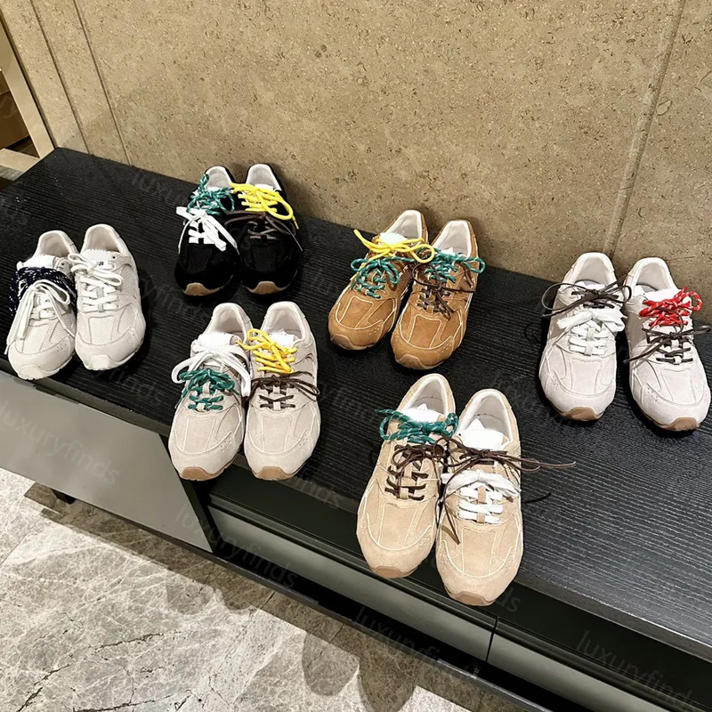 Zapatillas de carreras Diseñador de zapatos para mujeres zapatos de gamuza y zapatillas de malla Mirror de calidad retro