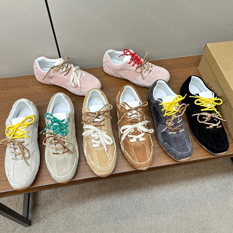 Zapatillas de carreras Diseñador de zapatos para mujeres zapatos de gamuza y zapatillas de malla Mirror de calidad retro
