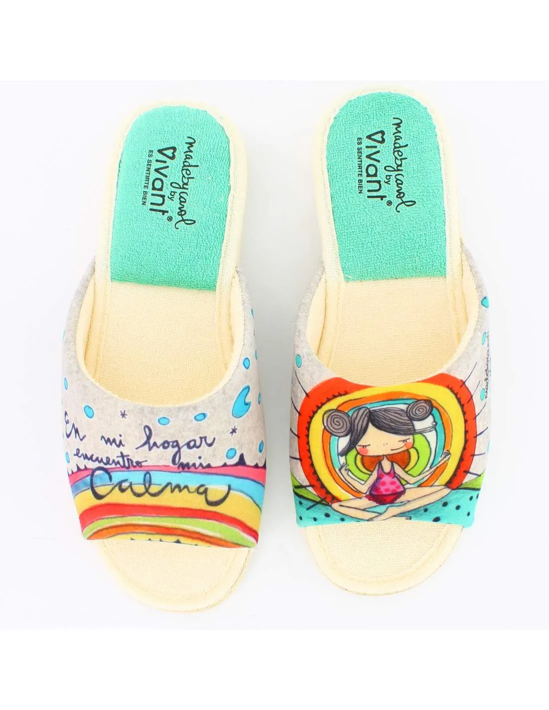 Zapatillas de Casa "En mi hogar encuentro mi calma" Bahía Gris