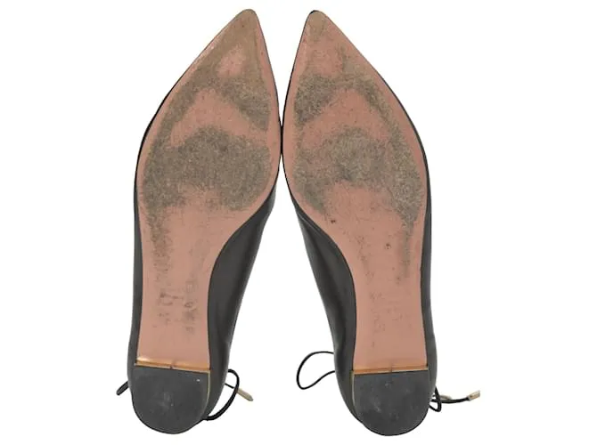 Zapatos de ballet con cordones Aquazzura Christy en cuero negro 