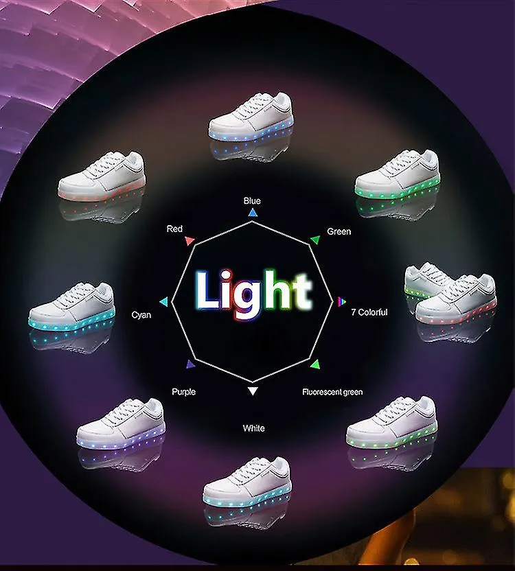 Zapatos de luz LED para hombres y mujeres Activismo estudiantil Zapatos de tablero Zapatos luminosos de carga USB Zapatos fluore