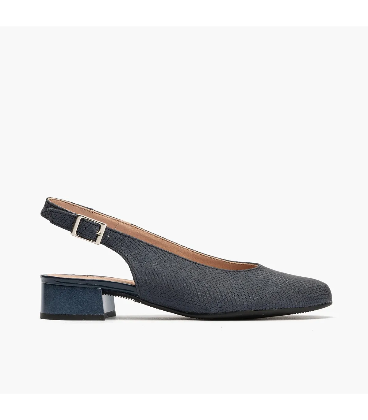 Zapatos de salón de mujer destalonado en piel tacón bajo AZ