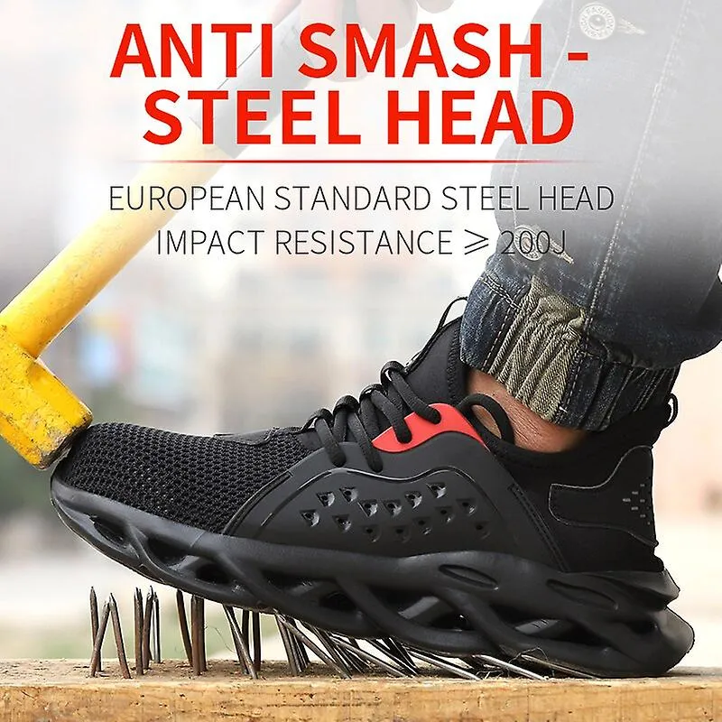 Zapatos de seguridad de moda para hombres Zapatos de trabajo al aire libre con punta de acero Zapatos antiaplastantes ligeros tr