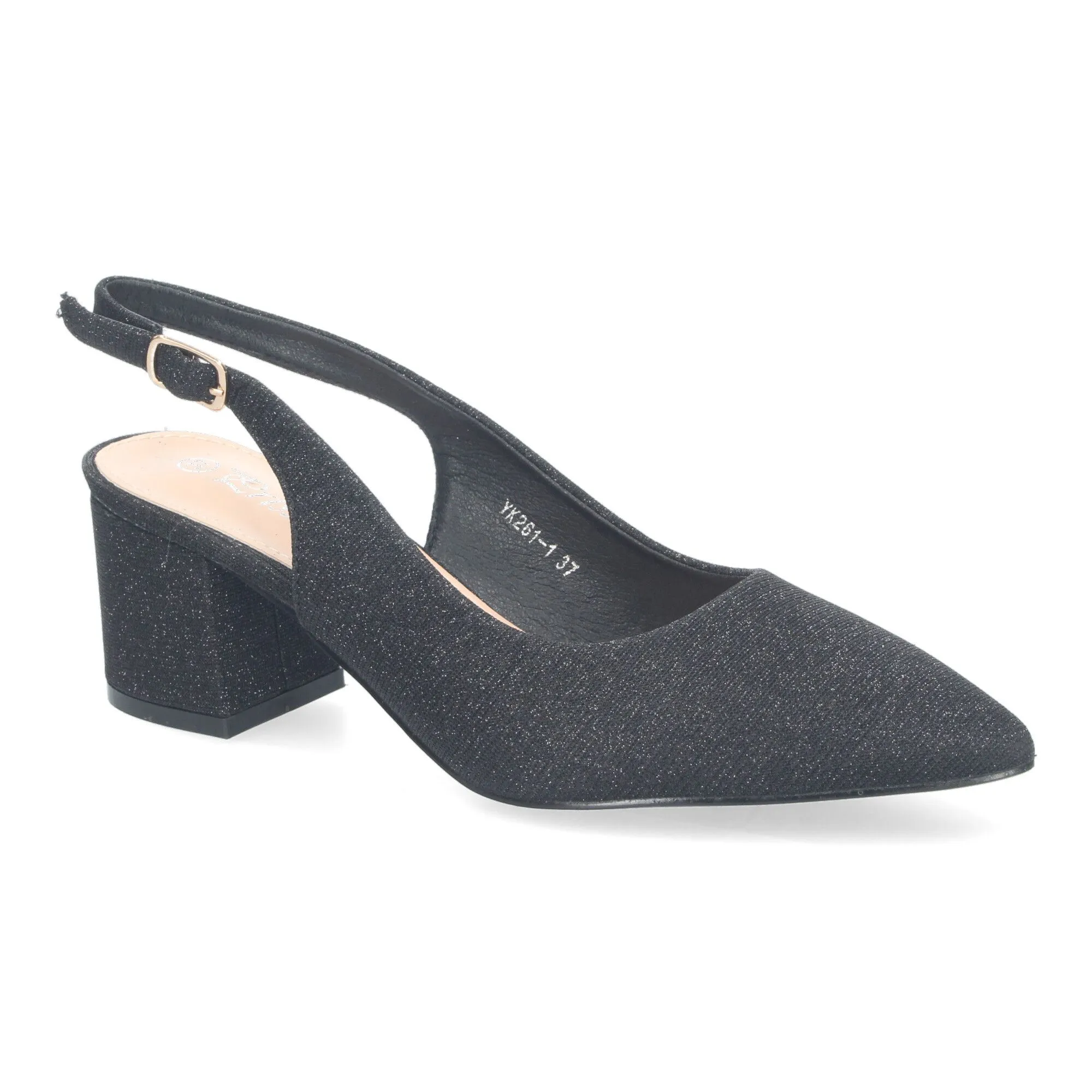 Zapatos de tacón bajo cómodo para fiesta mujer color negro YK261