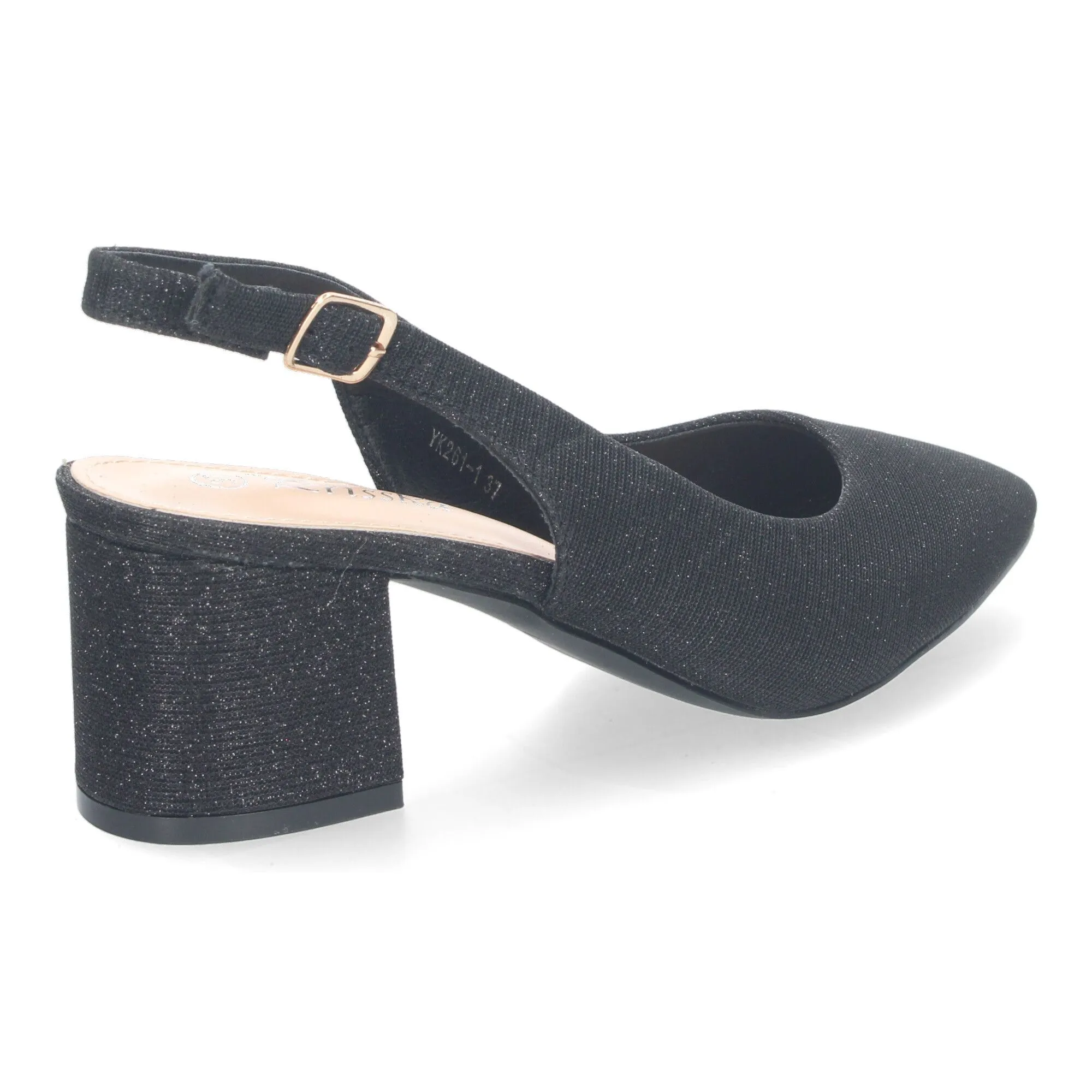 Zapatos de tacón bajo cómodo para fiesta mujer color negro YK261