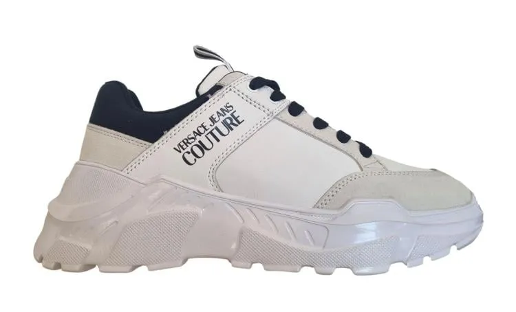 Zapatos deportivos Versace hombre en piel 75YA3SC2 suela speedtrack blanca