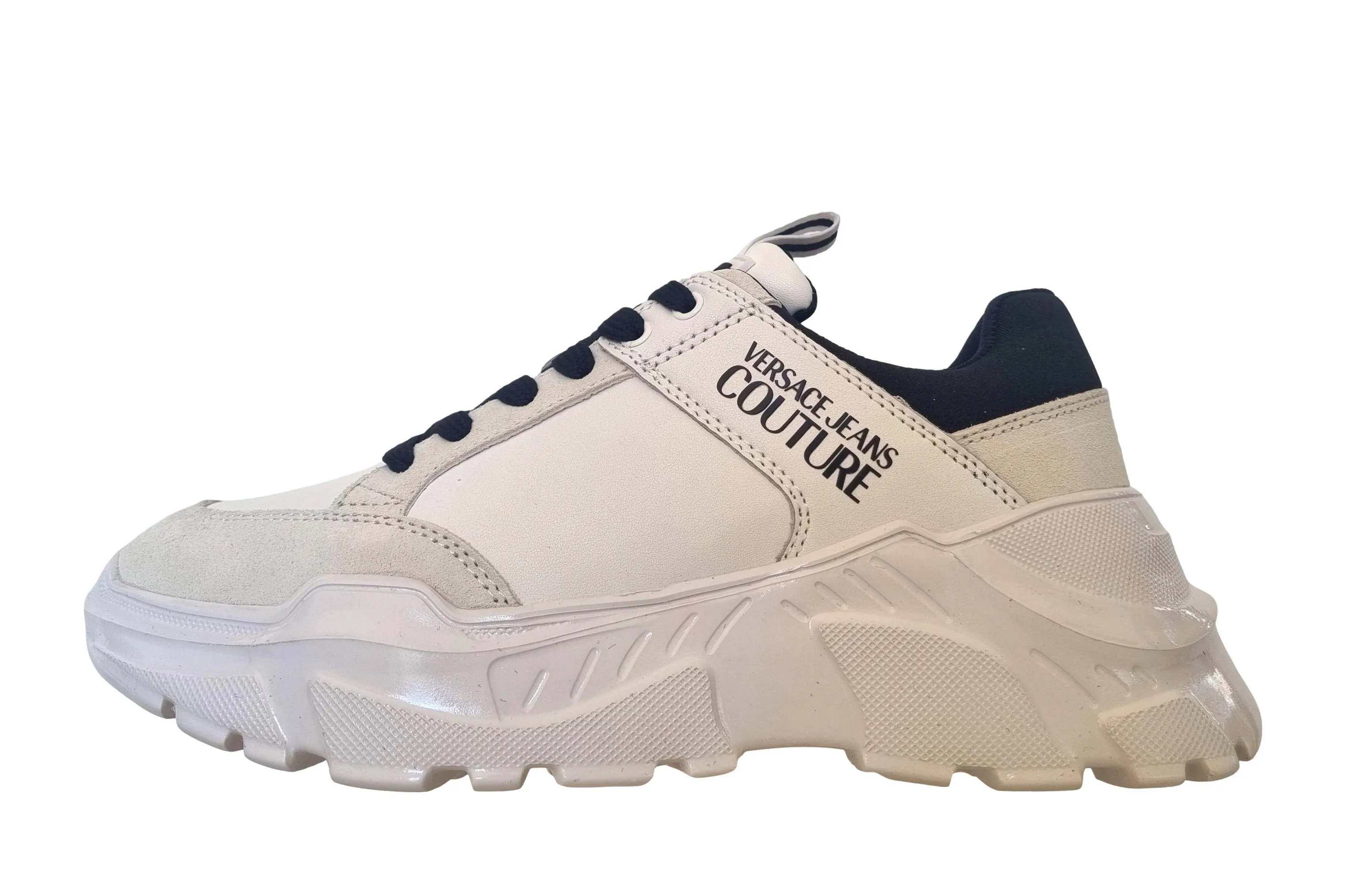 Zapatos deportivos Versace hombre en piel 75YA3SC2 suela speedtrack blanca