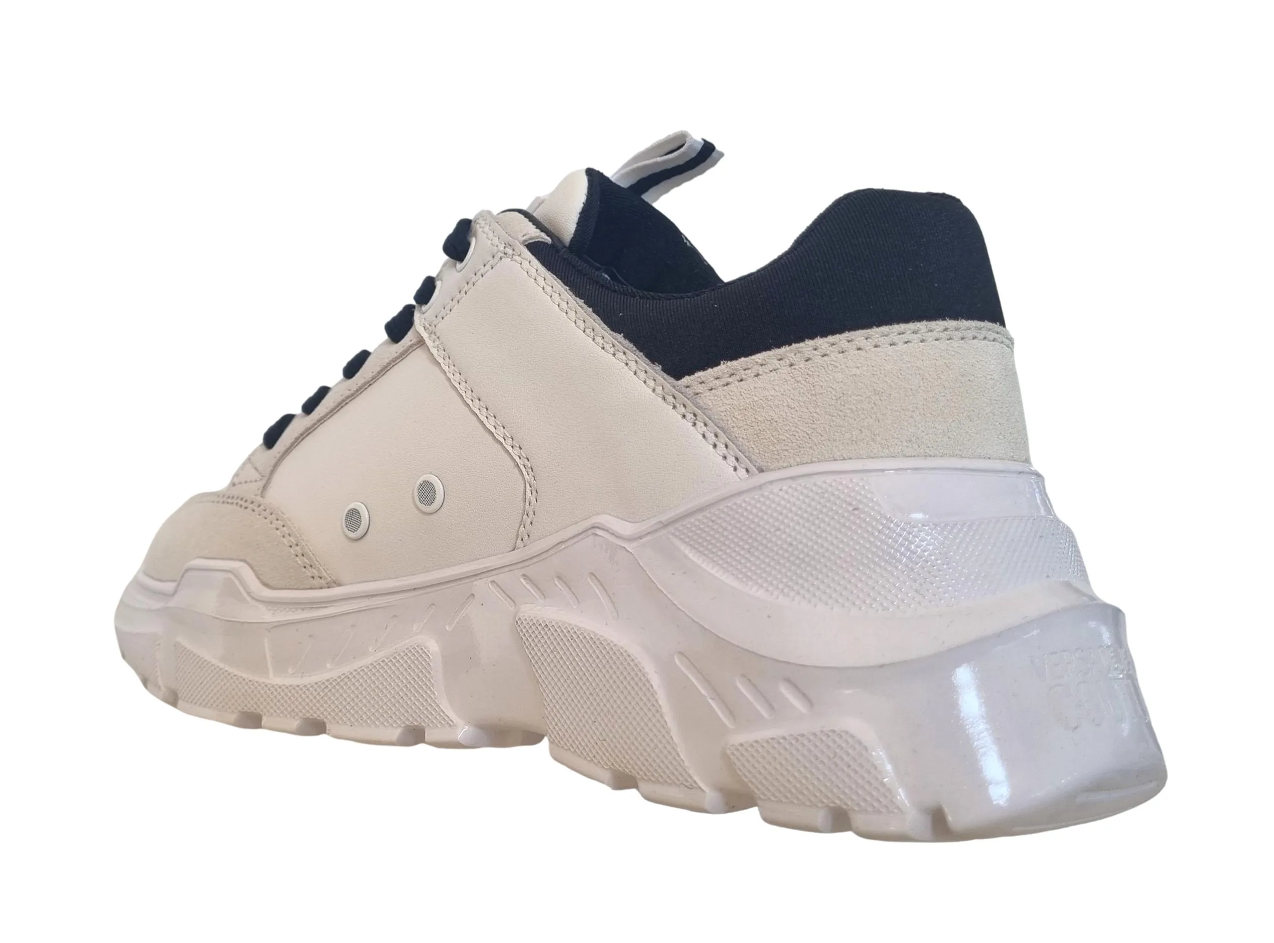 Zapatos deportivos Versace hombre en piel 75YA3SC2 suela speedtrack blanca