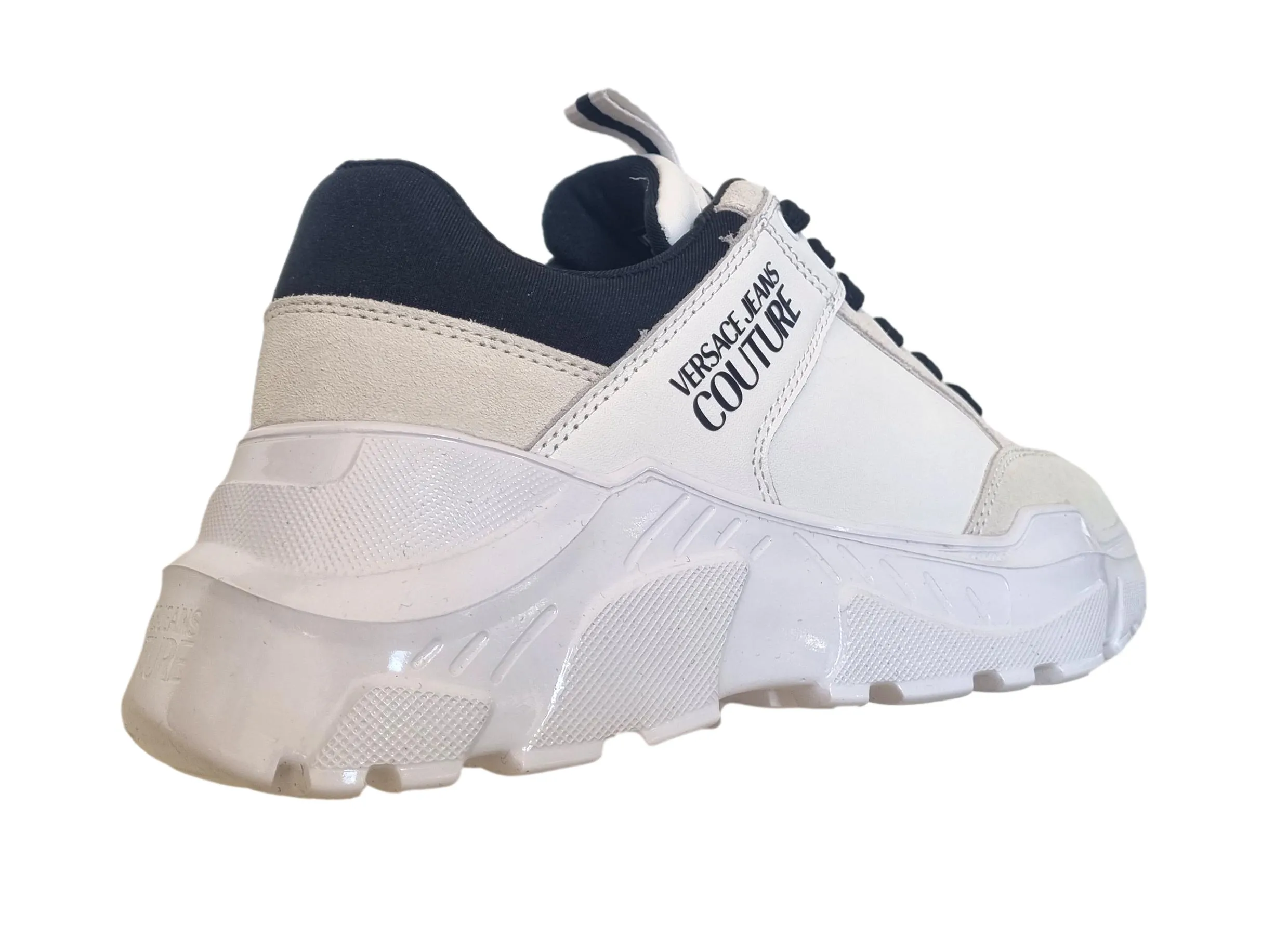 Zapatos deportivos Versace hombre en piel 75YA3SC2 suela speedtrack blanca