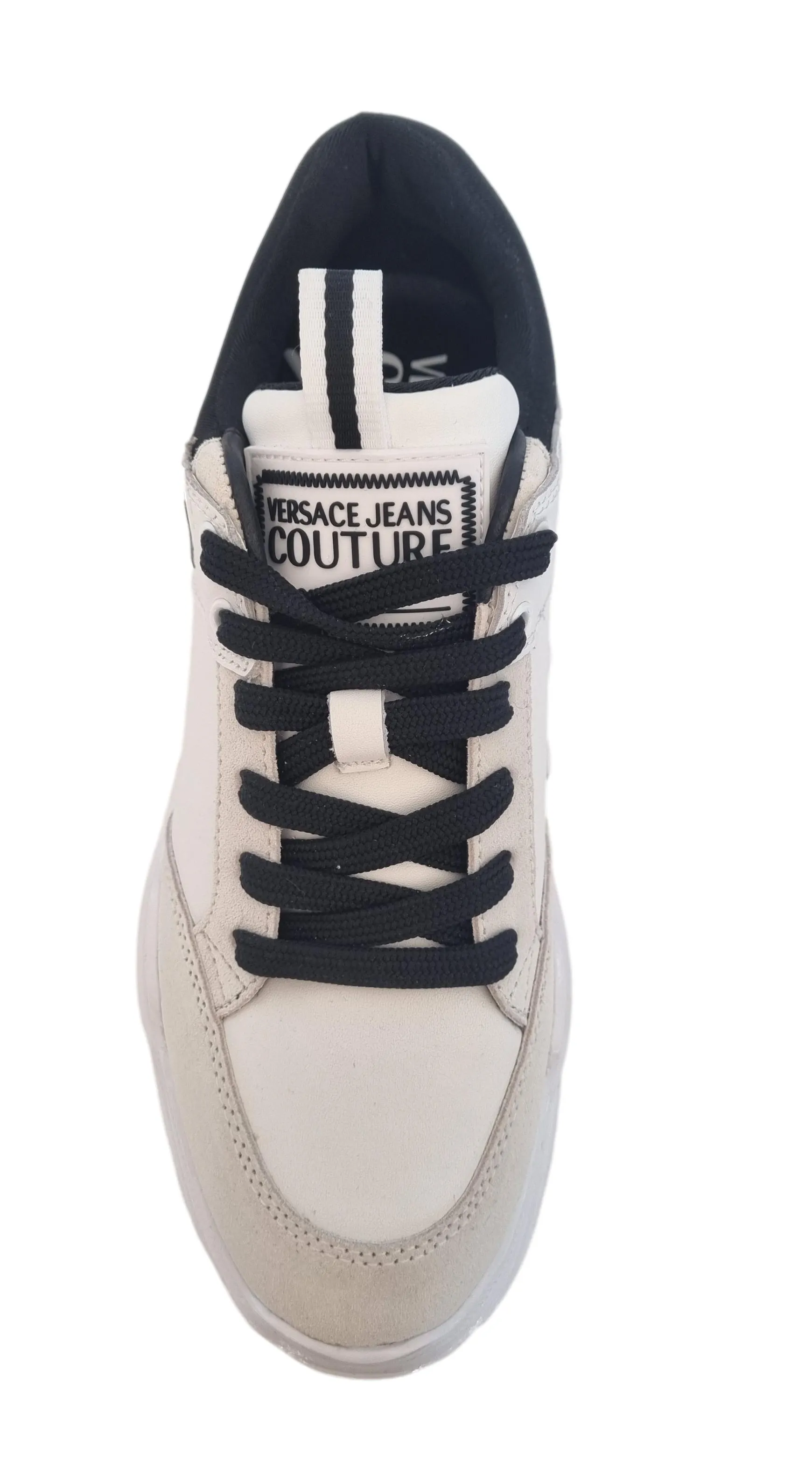 Zapatos deportivos Versace hombre en piel 75YA3SC2 suela speedtrack blanca