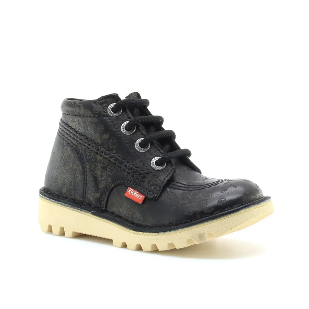 Zapatos Kickers NeoRallye Negro Flores