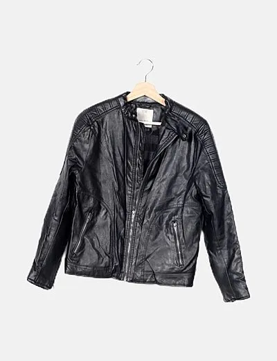 Zara Chaqueta biker negra polipiel