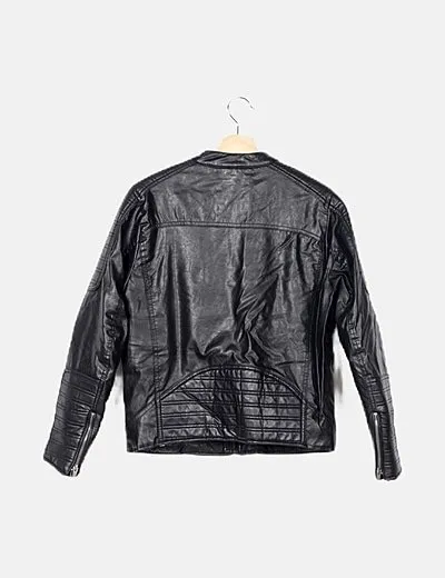 Zara Chaqueta biker negra polipiel
